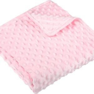 Baby Blanket for Girls, Soft Crib Blanket 95*75cm, Newborn Blankets for Nursery, Stroller, Toddler Bed, Carseat, Double Layer, Pink