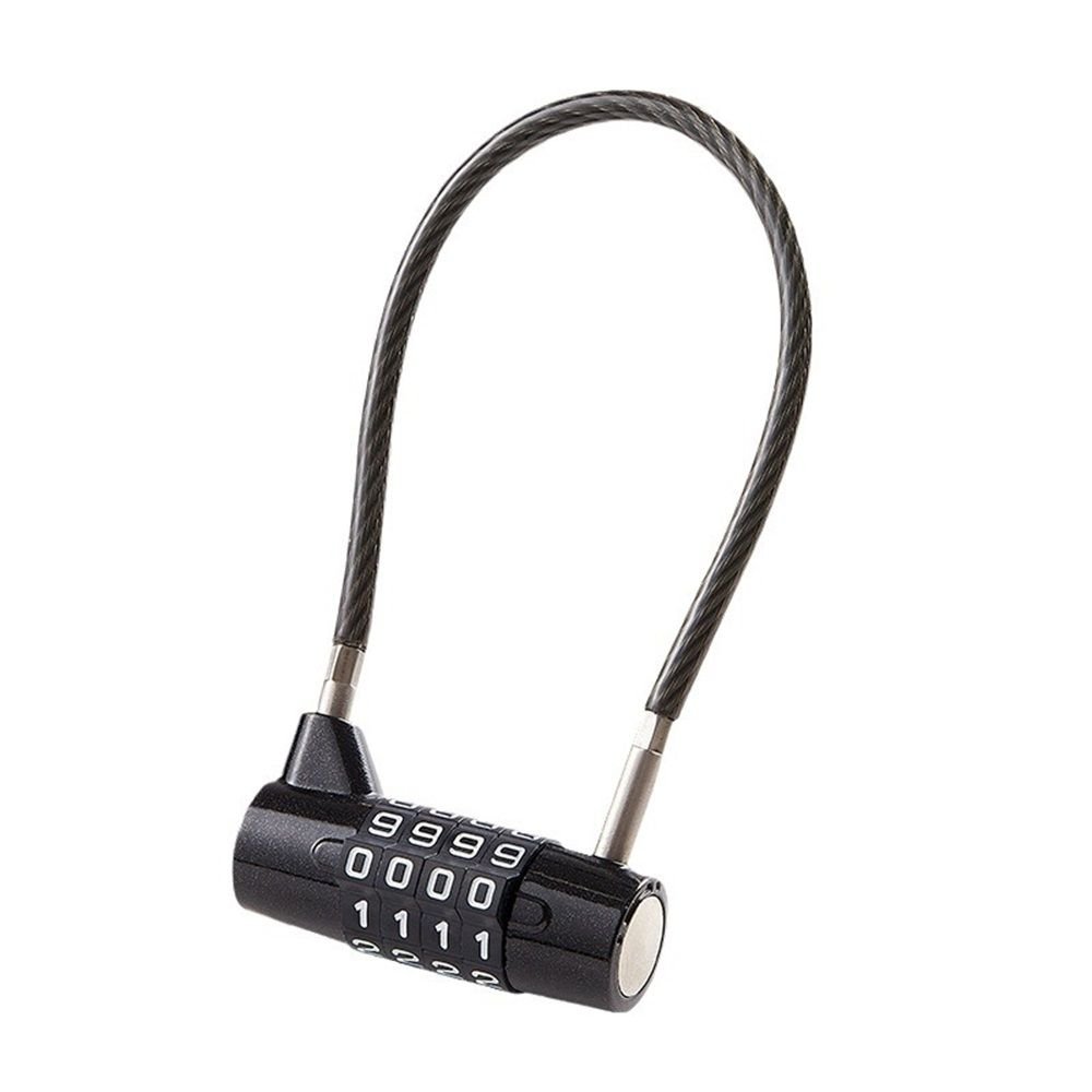 Combination Lock Cable Lock with 4 Digits Cabinet Lock with Durable Cable Ideal for lockers, Gym, gate, Fence, Toolbox, case, hasp Storage and Outdoor（black175mm）