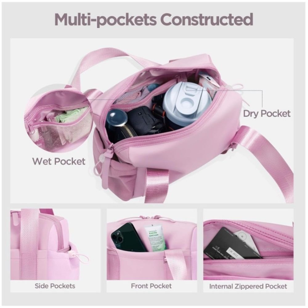 Mini Gym Bag for Women with Adjustable Wide Strap - Lightweight Waterproof Duffle & Crossbody Travel Bag with Wet/Dry Compartments, Multi-Pocket Design for Gym Clothes & Essentials(Pink) - V1192-AZ-W-7451 Mini Gym Bag for Women with Adjustable Wide Strap - Lightweight Waterproof Duffle & Crossbody Travel Bag with Wet/Dry Compartments, Multi-Pocket Design for Gym Clothes & Essentials(Pink) - Image 4