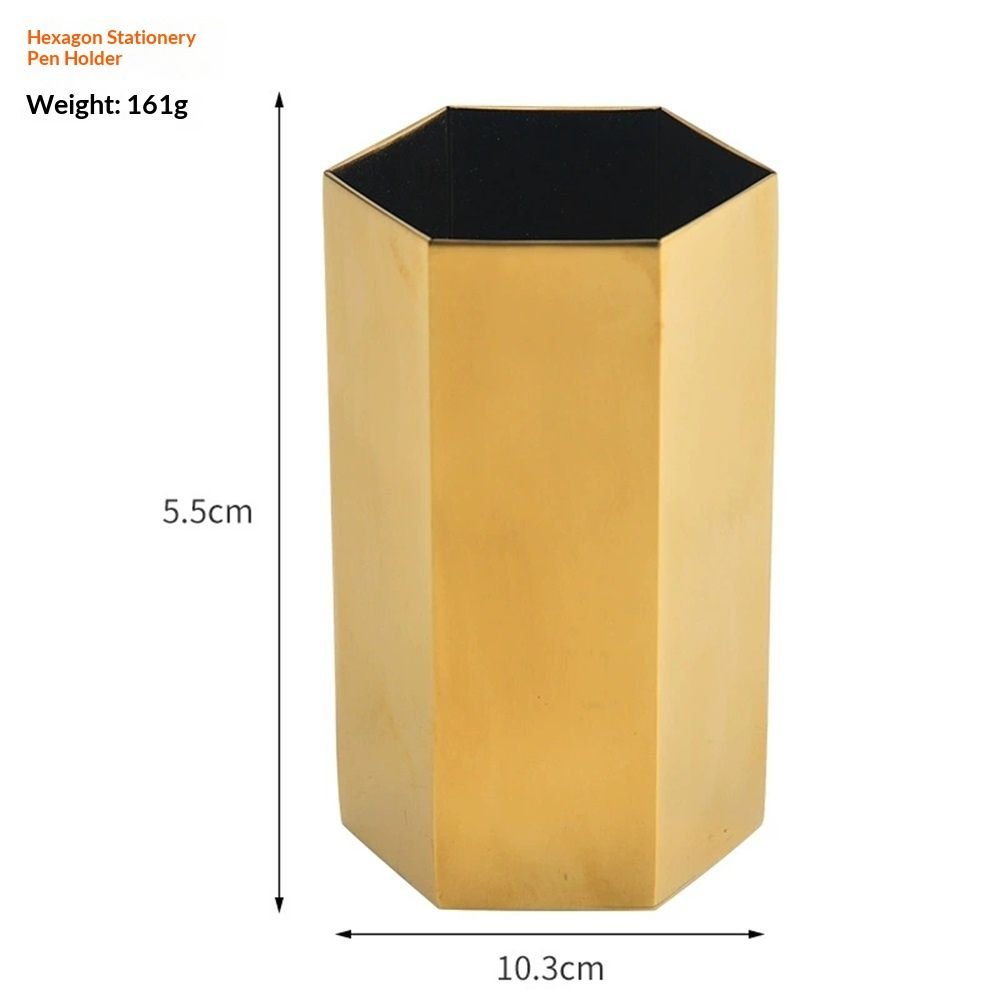 Pen Holder, Gold Pen Holder Sixsided Vase Hexagonal Nordic Stainless Steel Metal Golden Container Stainless Alloy Ornaments Make Up Organizer Gold Pencil Holders - V1192-AZ-W-7489 Pen Holder, Gold Pen Holder Sixsided Vase Hexagonal Nordic Stainless Steel Metal Golden Container Stainless Alloy Ornaments Make Up Organizer Gold Pencil Holders - Image 5