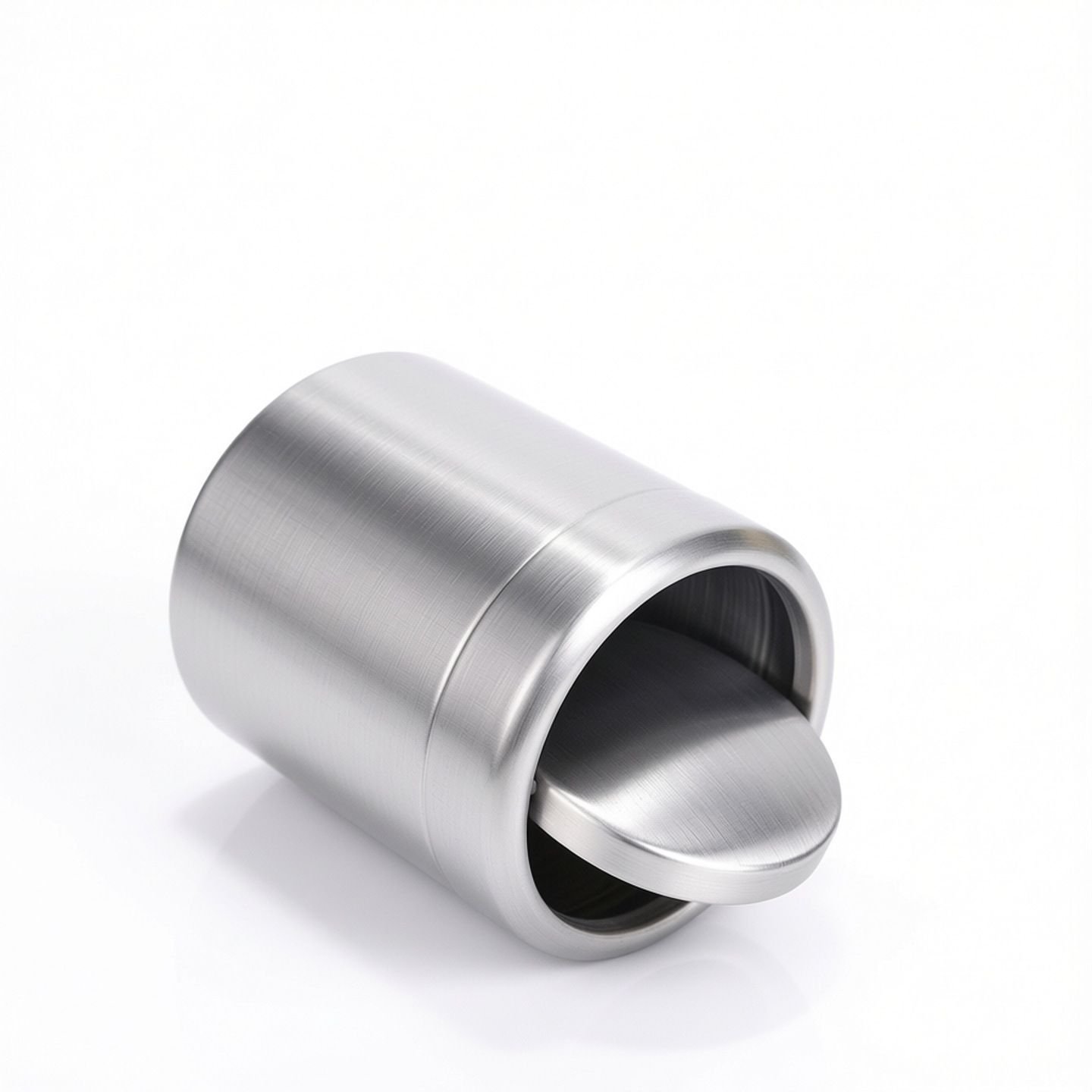 Covered trash cans, brushed stainless steel trash cans, cylindrical trash cans, bathroom, living room, office, kitchen trash cans (silver) - V1192-AZ-W-7577 Covered trash cans, brushed stainless steel trash cans, cylindrical trash cans, bathroom, living room, office, kitchen trash cans (silver) - Image 3