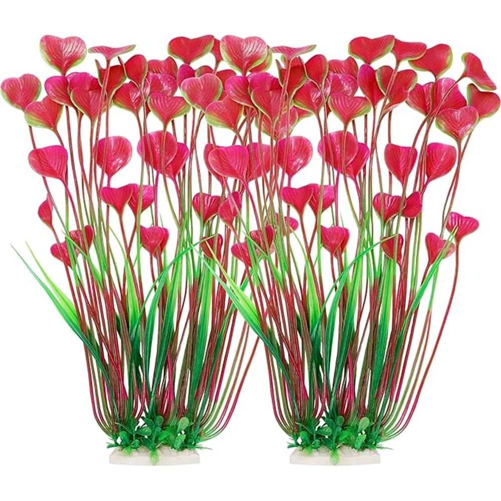 2pcs Grass Aquarium Fish Tank Landscape Plastic Water Grass Fish Tank Decoration Fake Water Grass Simulated Water Grass Ornament (Pink )
