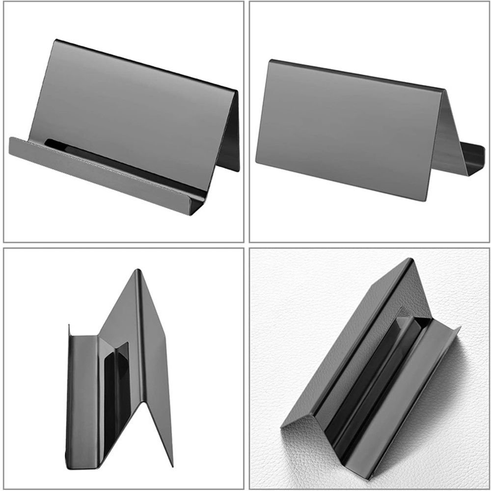 2pcs Business Card Holder, Reflective Stainless Steel Desktop Name Cards Display Stand for Office Desk, Black - V1192-AZ-W-7674 2pcs Business Card Holder, Reflective Stainless Steel Desktop Name Cards Display Stand for Office Desk, Black - Image 4