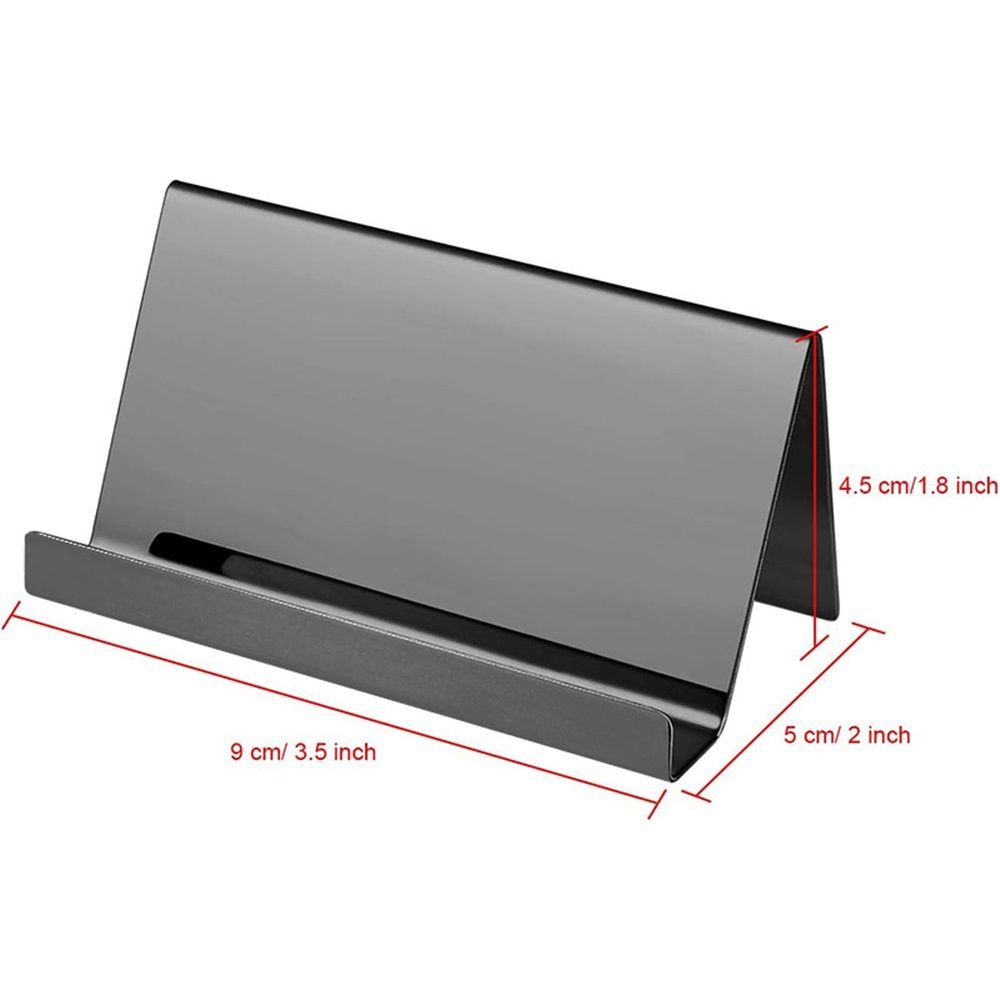 2pcs Business Card Holder, Reflective Stainless Steel Desktop Name Cards Display Stand for Office Desk, Black - V1192-AZ-W-7674 2pcs Business Card Holder, Reflective Stainless Steel Desktop Name Cards Display Stand for Office Desk, Black - Image 5