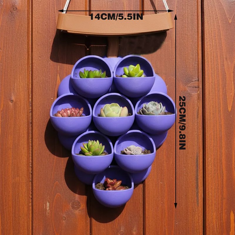 3D-printed grape pots in purple, brown, and green. - V1195-VYY0067 3D-printed grape pots in purple, brown, and green. - Image 3