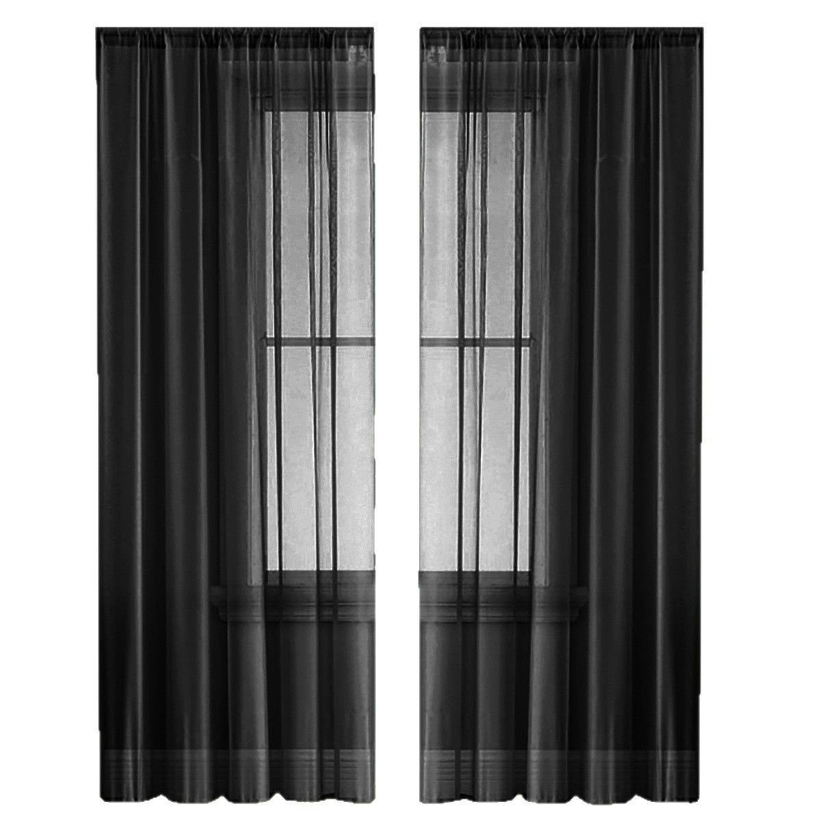 2 Pack Semi Blackout Sheer Curtains Dark Purple - V1221-XM-BZGCL-022 2 Pack Semi Blackout Sheer Curtains Dark Purple - Image 6