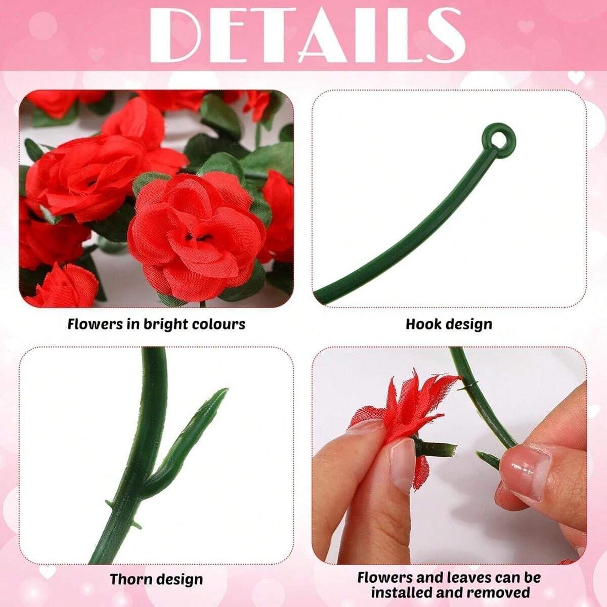 Artificial Rose Vine - White 2.5m - V1221-XM-FZMGH-001 Artificial Rose Vine - White 2.5m - Image 5