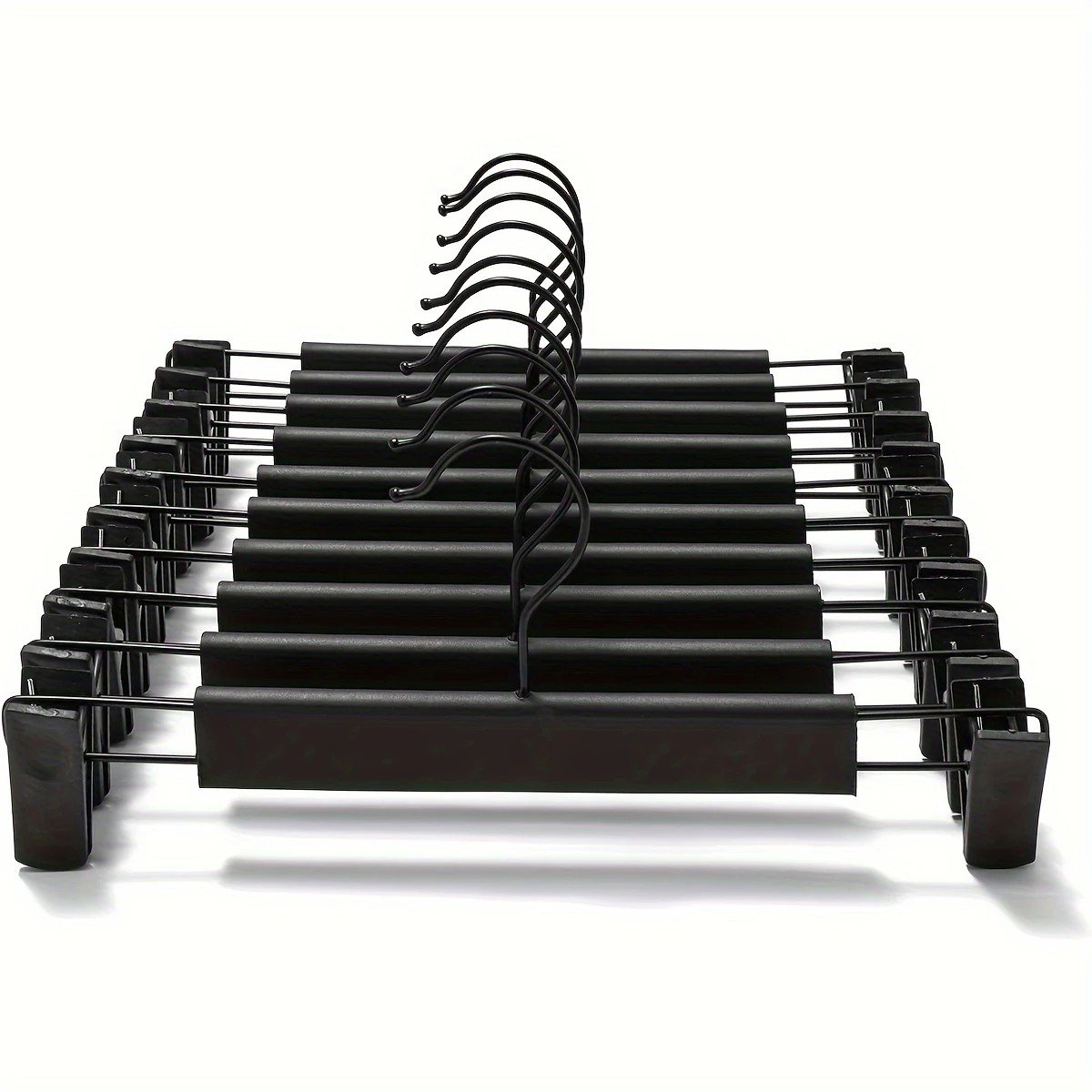 10pcs Super Anti-Slip Pants Hangers with Clips, Thickened Plastic Dual-Use Skirt/Pants Hangers, Seamless Anti-Mark Home Drying Racks, Wardrobe Organizer Essential.