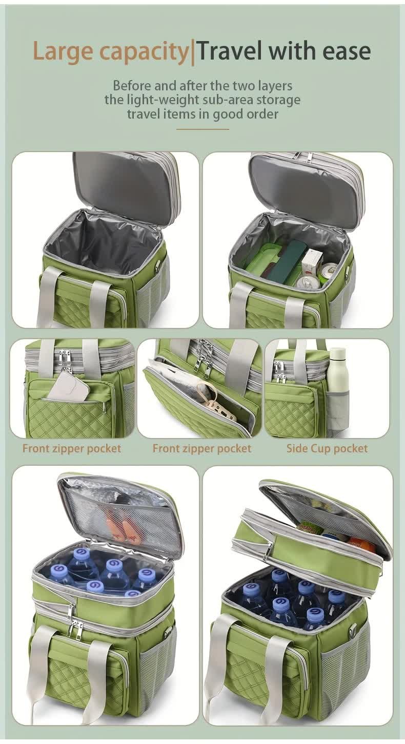 purple Large Capacity Travel Bag / Lunch Bag. Expandable 5cm, Multi-Compartment Storage, Hand/Shoulder Carry, Multi-Color Portable for Trips - V1232-WCB003 purple Large Capacity Travel Bag / Lunch Bag. Expandable 5cm, Multi-Compartment Storage, Hand/Shoulder Carry, Multi-Color Portable for Trips - Image 5