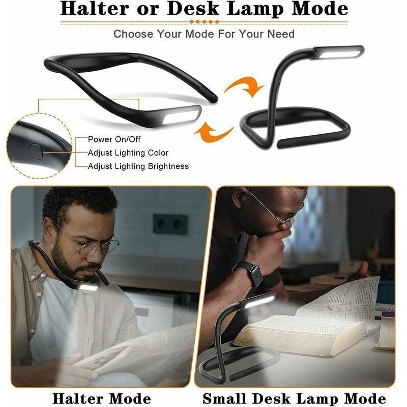 Neck Reading Lamp, 3 Colors the Tricot the Repair Flexible Arm Rechargeable, LED Reading Lamp Adjustable Brightness - V1237-MS-626-488 Neck Reading Lamp, 3 Colors the Tricot the Repair Flexible Arm Rechargeable, LED Reading Lamp Adjustable Brightness - Image 2