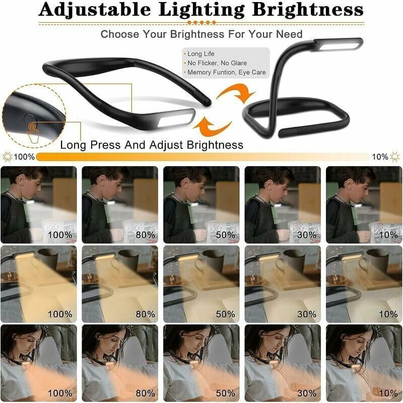 Neck Reading Lamp, 3 Colors the Tricot the Repair Flexible Arm Rechargeable, LED Reading Lamp Adjustable Brightness - V1237-MS-626-488 Neck Reading Lamp, 3 Colors the Tricot the Repair Flexible Arm Rechargeable, LED Reading Lamp Adjustable Brightness - Image 4