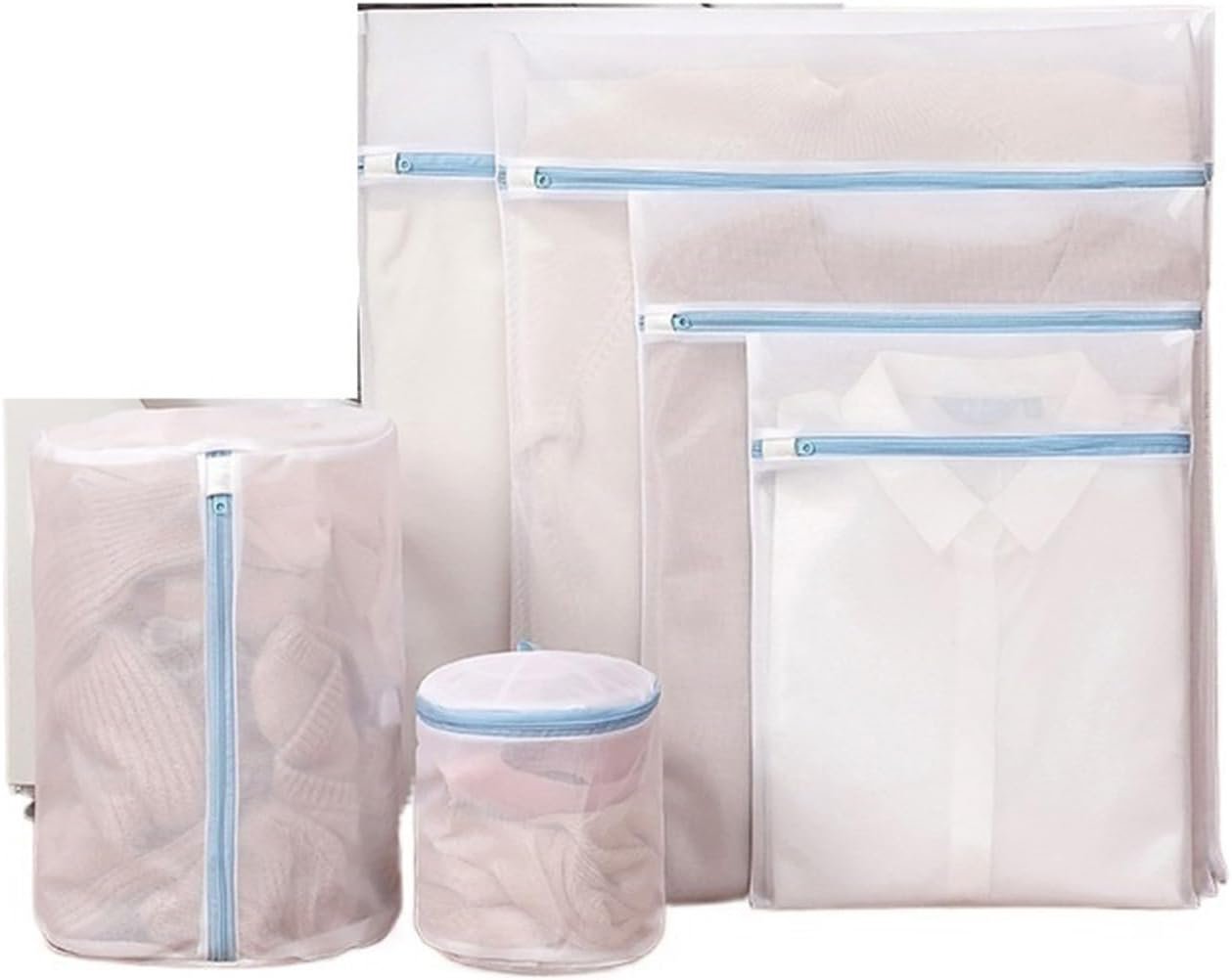 Laundry Bag - Blue Laundry Bags with Zipper - Fine Mesh Storage Bags - Protect Your Laundry and Washing Machine - Laundry Bags for Washing Bras, Underwear, Socks, Baby Clothes, Travel and Storage - Set of 6 - V1237-NKKS00023 Laundry Bag - Blue Laundry Bags with Zipper - Fine Mesh Storage Bags - Protect Your Laundry and Washing Machine - Laundry Bags for Washing Bras, Underwear, Socks, Baby Clothes, Travel and Storage - Set of 6