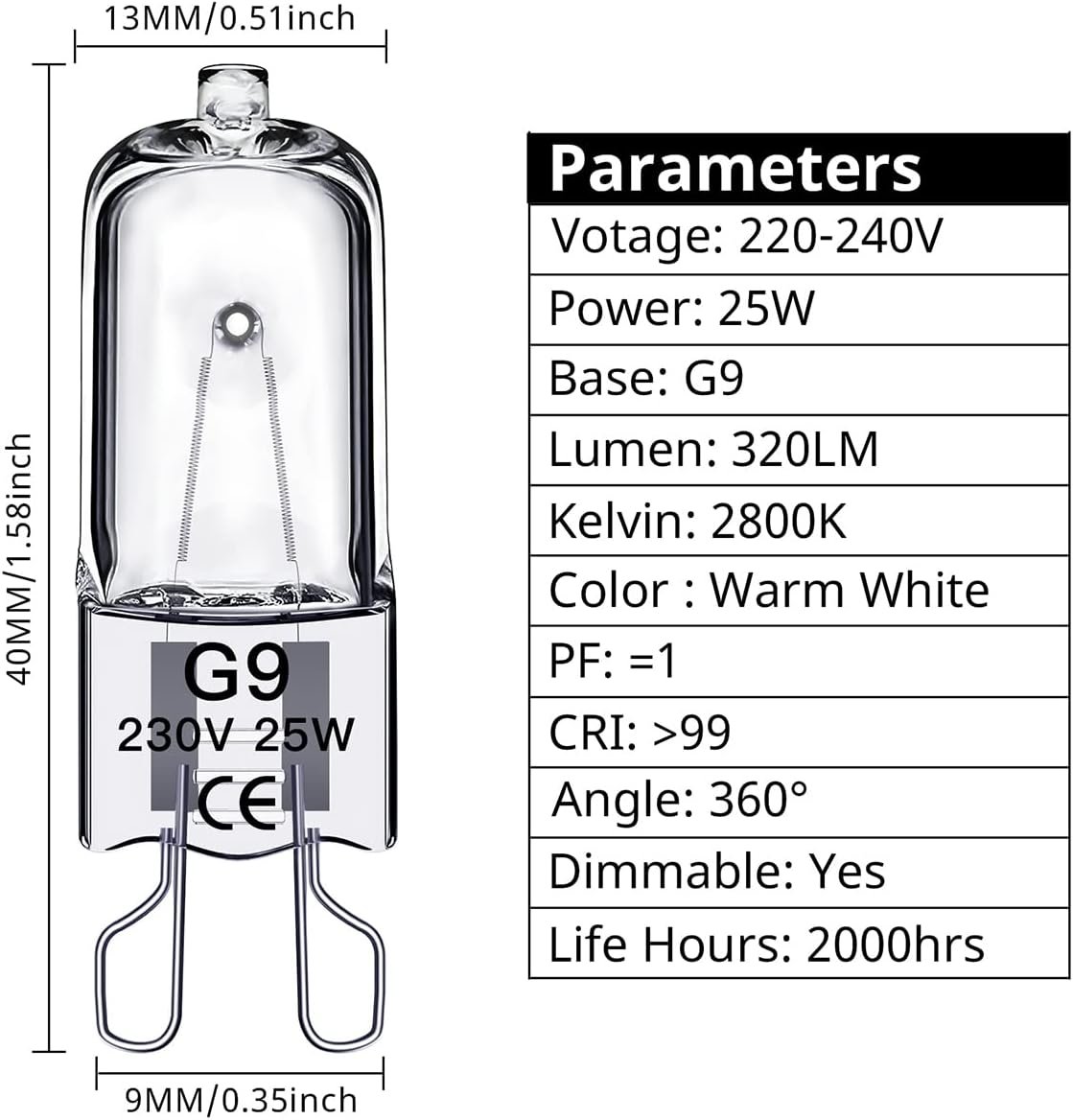 G9 halogen bulbs 28W, 230V, 10-pack 28W 28W - V1237-ZY-203-0399 G9 halogen bulbs 28W, 230V, 10-pack 28W 28W - Image 2