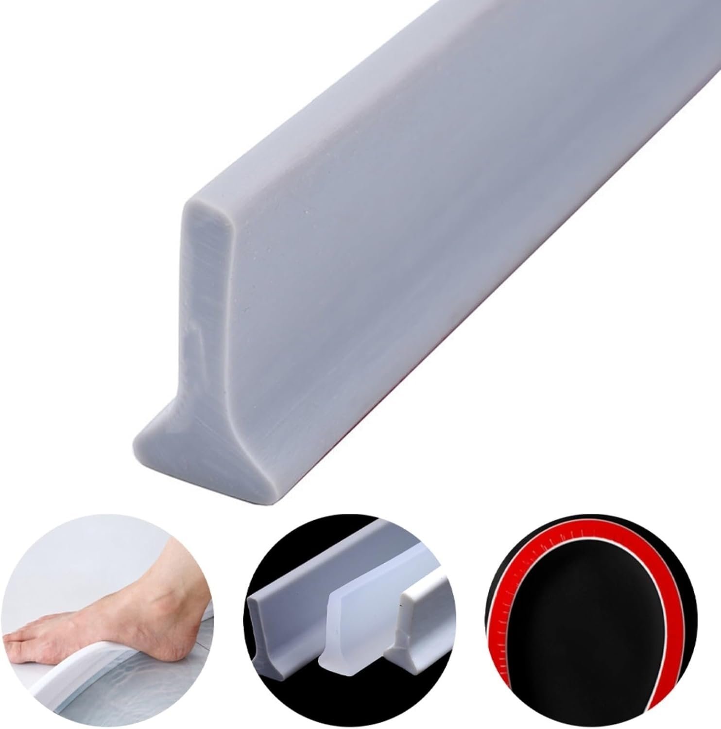Shower Threshold / Water Barrier – Self-adhesive shower strip – 2m Grey - V1237-ZY-203-2482 Shower Threshold / Water Barrier – Self-adhesive shower strip – 2m Grey