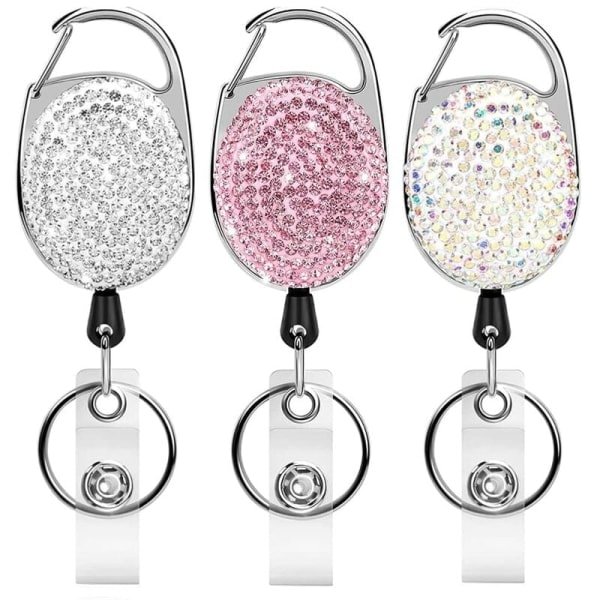 Keychain Retractable 3 ID Cards Yo-Yo, Retractable ID Card Holder Keychain Key Ring Key Tag Retractable for Keys, Card Holder ID Card Holder