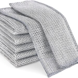 2025 Latest Model 6-Pack Multifunctional Steel Wire Dish Cloths, Double Layer
