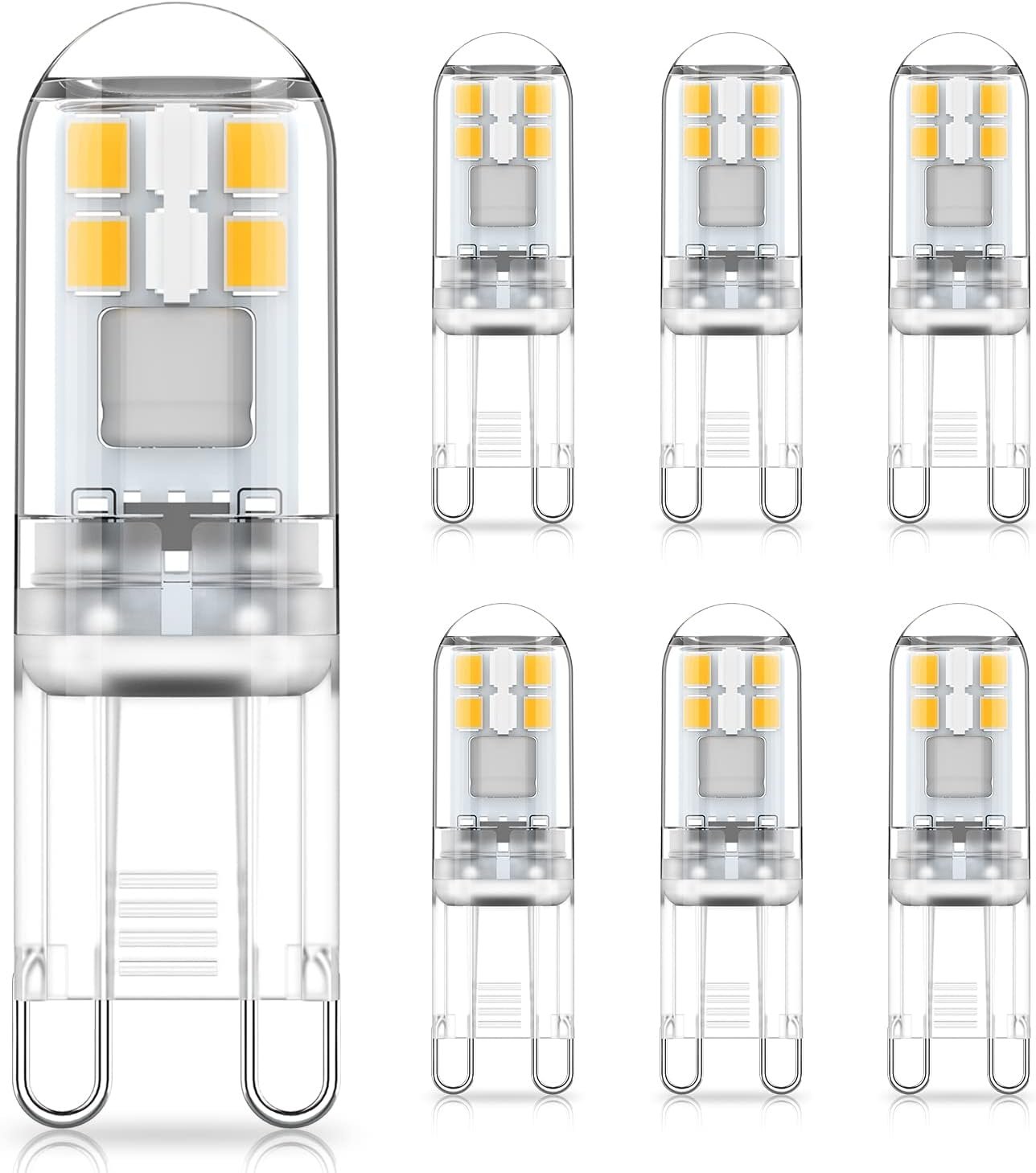 G9 LED bulbs 1.5W equivalent to 20W halogen natural white light 4000K, AC 220-240V, non-dimmable, mini bulb, flicker-free, 6-pack_MGF - V1237-ZY-203-4184 G9 LED bulbs 1.5W equivalent to 20W halogen natural white light 4000K, AC 220-240V, non-dimmable, mini bulb, flicker-free, 6-pack_MGF
