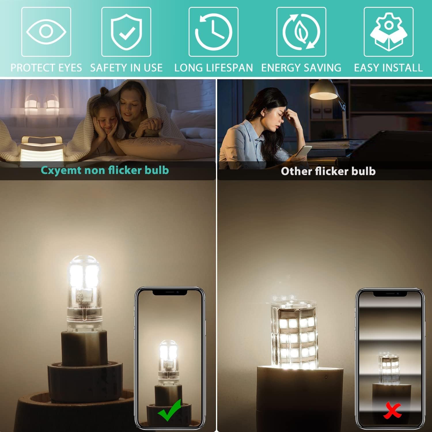 G9 LED bulbs 1.5W equivalent to 20W halogen natural white light 4000K, AC 220-240V, non-dimmable, mini bulb, flicker-free, 6-pack_MGF - V1237-ZY-203-4184 G9 LED bulbs 1.5W equivalent to 20W halogen natural white light 4000K, AC 220-240V, non-dimmable, mini bulb, flicker-free, 6-pack_MGF - Image 4