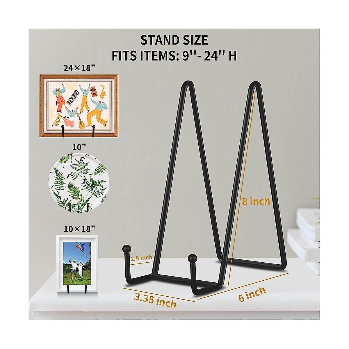 {CA} 8 inch black metal plate stand plate holder for picture, decorative plate, book - V1237-ZY-203-4417 {CA} 8 inch black metal plate stand plate holder for picture, decorative plate, book - Image 2