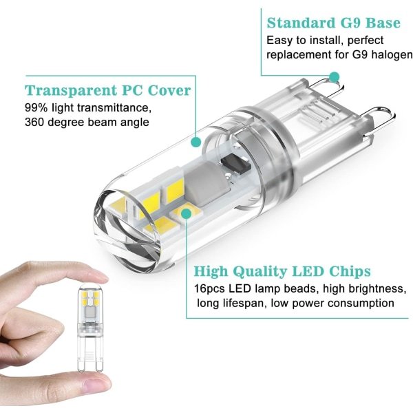 G9 LED bulbs 1.5W equivalent to 20W halogen cool white light 6000K, AC 220-240V, non-dimmable, mini bulb, flicker-free, 10-pack_max - V1237-ZY-203-4821 G9 LED bulbs 1.5W equivalent to 20W halogen cool white light 6000K, AC 220-240V, non-dimmable, mini bulb, flicker-free, 10-pack_max - Image 3