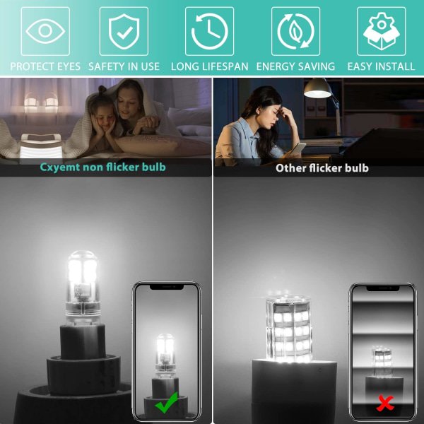 G9 LED bulbs 1.5W equivalent to 20W halogen cool white light 6000K, AC 220-240V, non-dimmable, mini bulb, flicker-free, 10-pack_max - V1237-ZY-203-4821 G9 LED bulbs 1.5W equivalent to 20W halogen cool white light 6000K, AC 220-240V, non-dimmable, mini bulb, flicker-free, 10-pack_max - Image 4