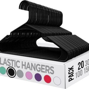 Clothes Hangers 20-pack - Space-saving plastic clothes hangers - Durable hanger with shoulder groove (black)