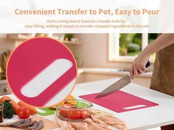Plastic Cutting Board Set, 3 Pack Small Chopping Boards for Kitchen, BPA-Free, Dishwasher Safe, Color Coded Pads Meat Vegetable Fruit, Easy Grip Handle, Non-Slip, Space Saving 11.4"L x 7.5"W 0.08"Th - V1258-DP02-A-1046 Plastic Cutting Board Set, 3 Pack Small Chopping Boards for Kitchen, BPA-Free, Dishwasher Safe, Color Coded Pads Meat Vegetable Fruit, Easy Grip Handle, Non-Slip, Space Saving 11.4"L x 7.5"W 0.08"Th - Image 4
