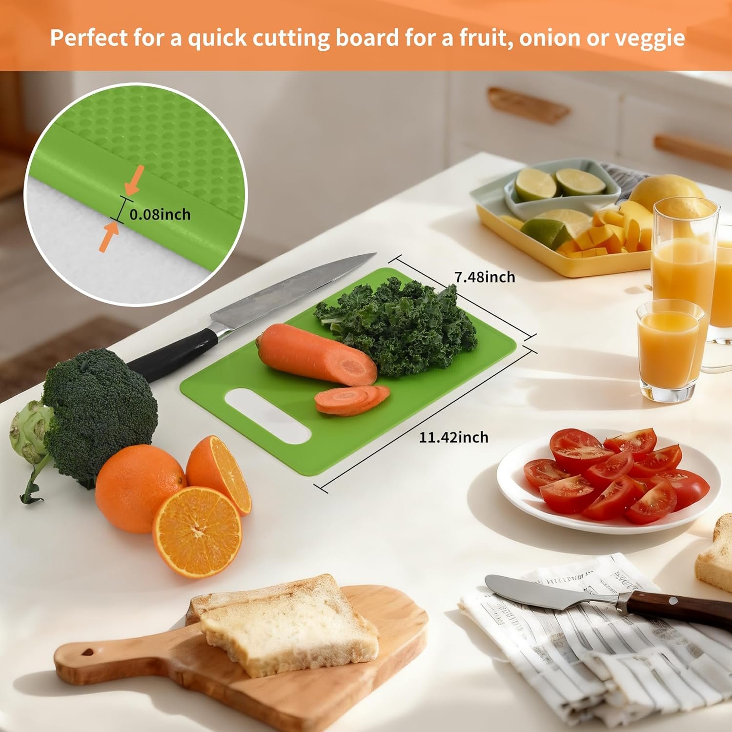 Plastic Cutting Board Set, 3 Pack Small Chopping Boards for Kitchen, BPA-Free, Dishwasher Safe, Color Coded Pads Meat Vegetable Fruit, Easy Grip Handle, Non-Slip, Space Saving 11.4"L x 7.5"W 0.08"Th - V1258-DP02-A-1046 Plastic Cutting Board Set, 3 Pack Small Chopping Boards for Kitchen, BPA-Free, Dishwasher Safe, Color Coded Pads Meat Vegetable Fruit, Easy Grip Handle, Non-Slip, Space Saving 11.4"L x 7.5"W 0.08"Th - Image 6