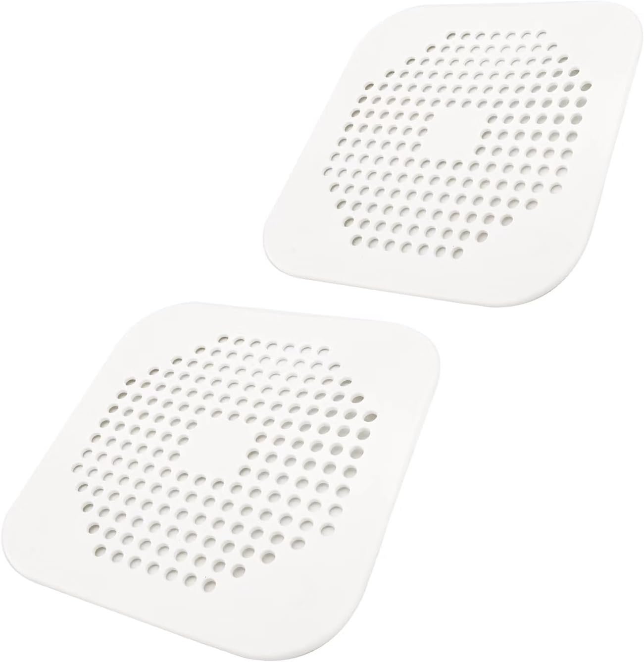 Square Drain Cover for Shower 5.7-inch TPR Drain Hair Catcher Flat Silicone Plug for Bathroom and Kitchen Filter Shower Drain Protection Flat Strainer Stopper with Suction Cups 2 Pack (White) - V1258-DP02-A-1283 Square Drain Cover for Shower 5.7-inch TPR Drain Hair Catcher Flat Silicone Plug for Bathroom and Kitchen Filter Shower Drain Protection Flat Strainer Stopper with Suction Cups 2 Pack (White)