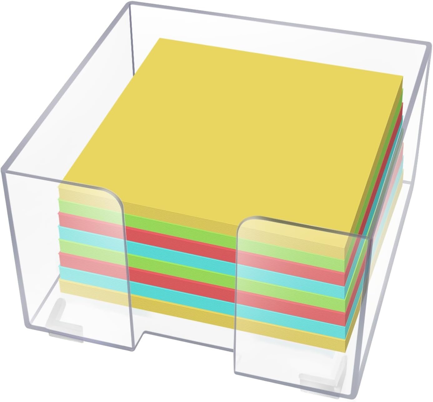 Acrylic Sticky Note Holder, Clear Acrylic Notepad Holder for 3" x 3" Sticky Note Storage, with 200 Sheets Self-Stick Sticky Notes, for Office and Classroom Desk Organization - V1258-DP02-A-1606 Acrylic Sticky Note Holder, Clear Acrylic Notepad Holder for 3" x 3" Sticky Note Storage, with 200 Sheets Self-Stick Sticky Notes, for Office and Classroom Desk Organization