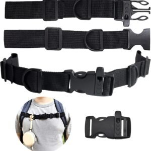 2 PCS Backpack Chest Strap Add on, Adjustable Sternum Straps for Backpacks and Schoolbag, Heavy Duty Backpack Waist Strap Chest Belt with Whistle Quick Release Buckle and Slide Lock for Hiking Jogging