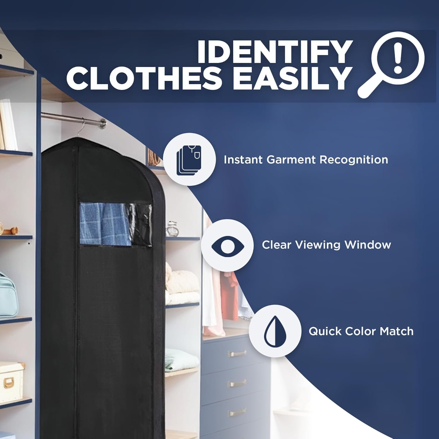 Garment Bag for Hanging Clothes - Travel Suit Bag Closet Covers for Men and Women - Long Dress, Mens Jackets, Coats, Shirts, Dance Clothing Protector, Zipper Hanger Wardrobe Dust Cover (42 Inch) - V1258-DP02-A-2486 Garment Bag for Hanging Clothes - Travel Suit Bag Closet Covers for Men and Women - Long Dress, Mens Jackets, Coats, Shirts, Dance Clothing Protector, Zipper Hanger Wardrobe Dust Cover (42 Inch) - Image 2