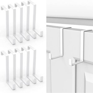 Over The Door Hooks 10 Pack, Z-Shaped Door Hanger Hook Fits The 1 3/8" and 1 3/4" Door Widths, Reversible Metal Door Hooks for Hanging Clothes, Coats, Towels, Shoe Organizers (White)