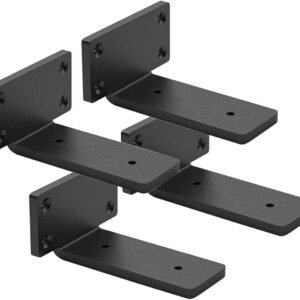 4 Pack Shelf Brackets 4 Inch Floating Shelf Bracket 1/5 inch Thick Heavy Duty Hidden Shelf Brackets Iron Metal Brackets for Shelf Support with Screw Included