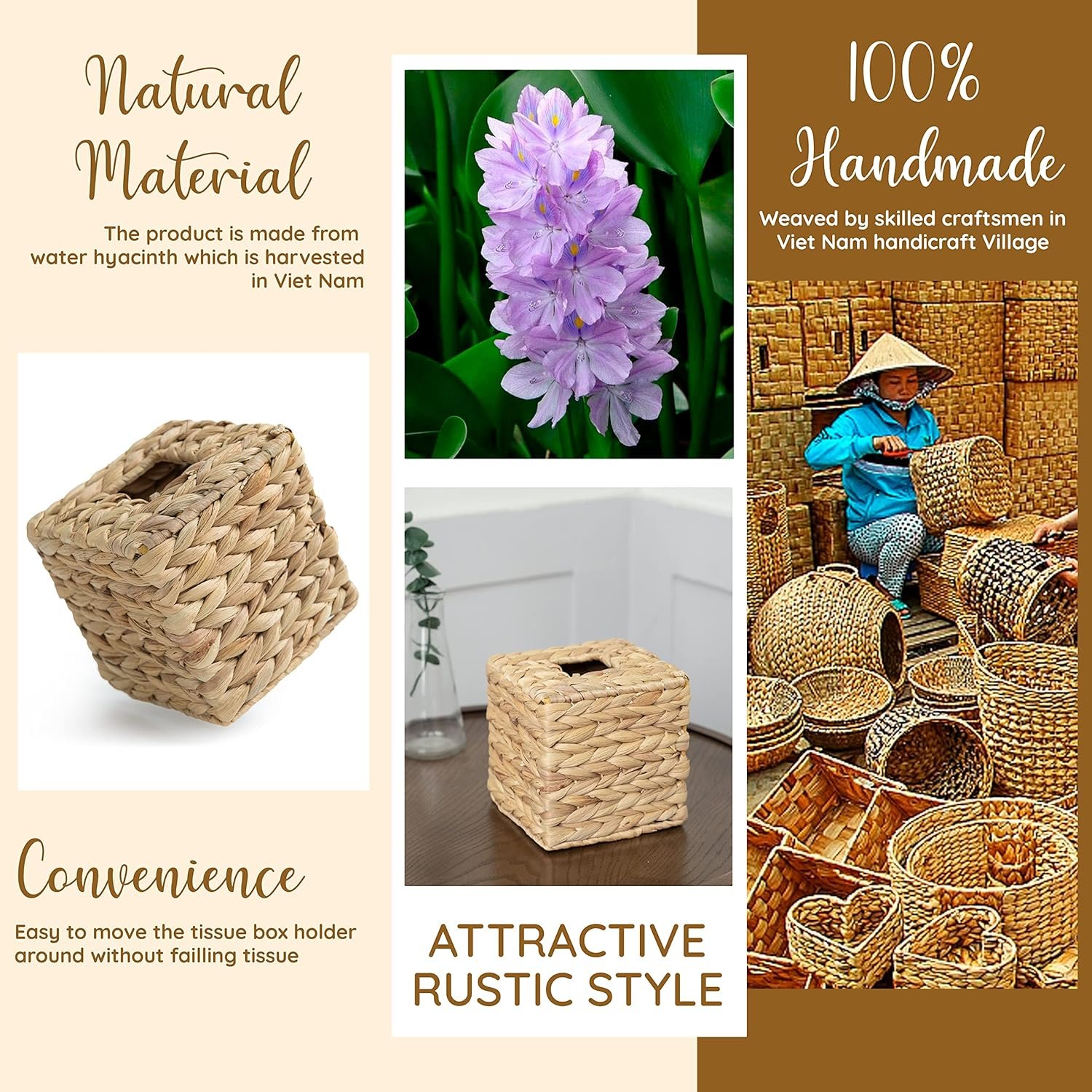 Tissue Box Holder - Square- Rattan Wicker Tissues Cube Box Cover -Boho Decorative Woven Facial Tissue Holder on Table and Barthroom (Square) - V1258-DP02-B-2017 Tissue Box Holder - Square- Rattan Wicker Tissues Cube Box Cover -Boho Decorative Woven Facial Tissue Holder on Table and Barthroom (Square) - Image 7