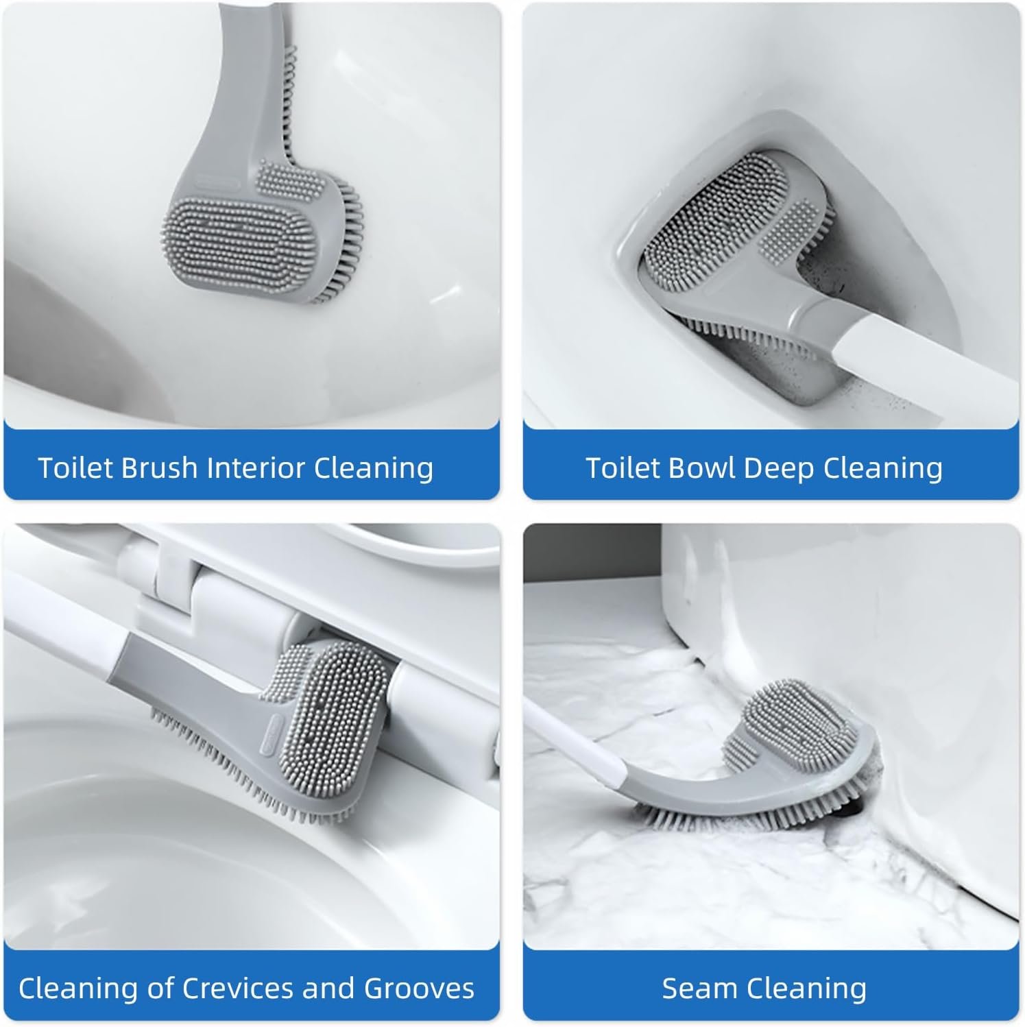 Toilet Brush and Holder Set Silicone, Flexible Toilet Brush for Deep Cleaning of Dead Corners, Snap-on Detachable Long Toilet Brush, Wall-Mounted Toilet Bowl Brush Set (Black) - V1258-DP02-B-3649 Toilet Brush and Holder Set Silicone, Flexible Toilet Brush for Deep Cleaning of Dead Corners, Snap-on Detachable Long Toilet Brush, Wall-Mounted Toilet Bowl Brush Set (Black) - Image 3
