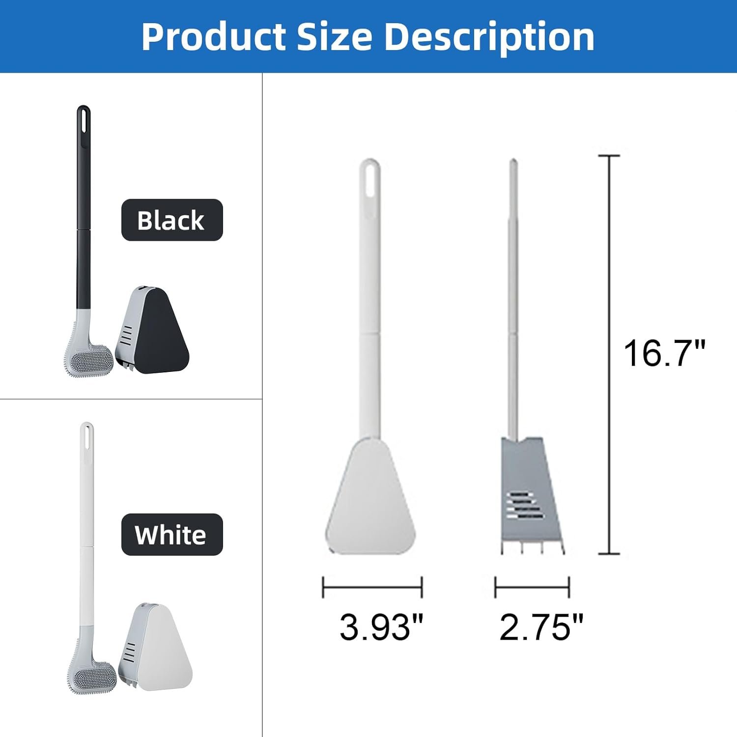 Toilet Brush and Holder Set Silicone, Flexible Toilet Brush for Deep Cleaning of Dead Corners, Snap-on Detachable Long Toilet Brush, Wall-Mounted Toilet Bowl Brush Set (Black) - V1258-DP02-B-3649 Toilet Brush and Holder Set Silicone, Flexible Toilet Brush for Deep Cleaning of Dead Corners, Snap-on Detachable Long Toilet Brush, Wall-Mounted Toilet Bowl Brush Set (Black) - Image 6