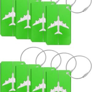 Travel Luggage Tags for Suitcases, 8Pcs Aluminum Metal Luggage Tags with Strap, Privacy Protection Bag Tags for Travel Luggage Baggage Identifier (Green)
