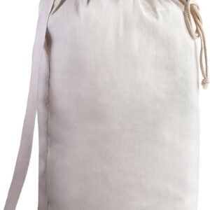 Canvas Duffel Bag - Drawstring, Leather Closure, Shoulder Strap
