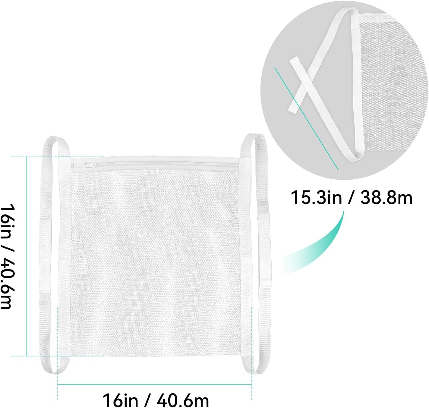 2 Pack Sneaker Dryer Bag 15.7x15.7 Inch Dry Net Bag for Dryer with Zipper and Strap for Shoes, White Large HoneyComber Mesh Bags for Washing Machine - V1258-DP02-B-840 2 Pack Sneaker Dryer Bag 15.7x15.7 Inch Dry Net Bag for Dryer with Zipper and Strap for Shoes, White Large HoneyComber Mesh Bags for Washing Machine - Image 5