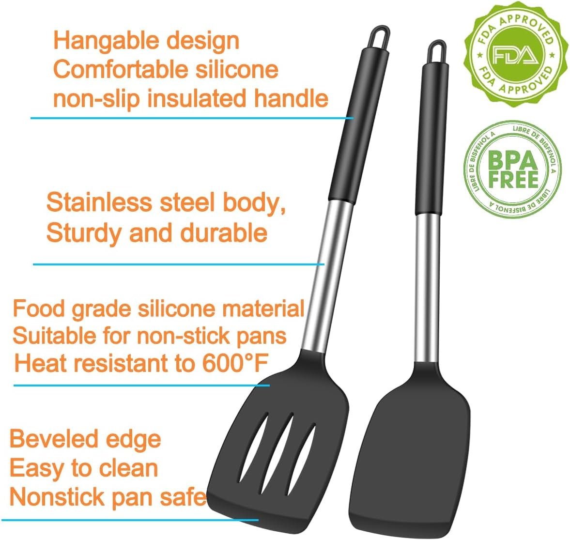 4Pcs Silicone Spatula Turner Slotted Spatula Set Spoon, Spatulas Silicone Heat Resistant Wok Rubber Spatulas for Nonstick Cookware Spatula Cooking Kitchen Utensils Set - V1258-DP02-B-92 4Pcs Silicone Spatula Turner Slotted Spatula Set Spoon, Spatulas Silicone Heat Resistant Wok Rubber Spatulas for Nonstick Cookware Spatula Cooking Kitchen Utensils Set - Image 2