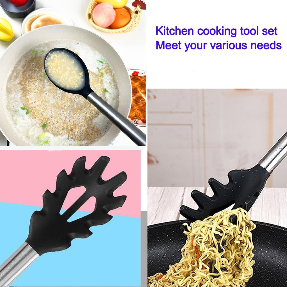4Pcs Silicone Spatula Turner Slotted Spatula Set Spoon, Spatulas Silicone Heat Resistant Wok Rubber Spatulas for Nonstick Cookware Spatula Cooking Kitchen Utensils Set - V1258-DP02-B-92 4Pcs Silicone Spatula Turner Slotted Spatula Set Spoon, Spatulas Silicone Heat Resistant Wok Rubber Spatulas for Nonstick Cookware Spatula Cooking Kitchen Utensils Set - Image 3