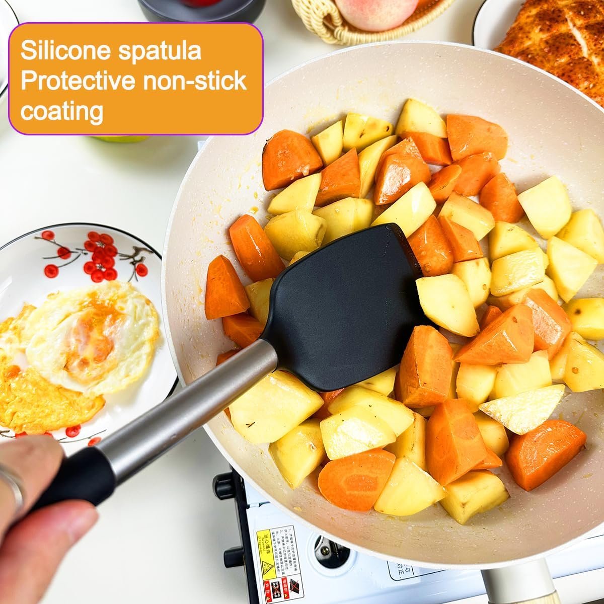 4Pcs Silicone Spatula Turner Slotted Spatula Set Spoon, Spatulas Silicone Heat Resistant Wok Rubber Spatulas for Nonstick Cookware Spatula Cooking Kitchen Utensils Set - V1258-DP02-B-92 4Pcs Silicone Spatula Turner Slotted Spatula Set Spoon, Spatulas Silicone Heat Resistant Wok Rubber Spatulas for Nonstick Cookware Spatula Cooking Kitchen Utensils Set - Image 4