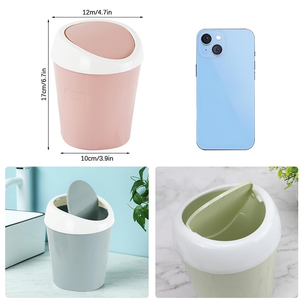 Small Trash Can with Swing Lid - Plastic Tabletop Waste Bin - Compact Bin for Office Kitchen Bathroom Student Home - V1258-DP02-BOL-439 Small Trash Can with Swing Lid - Plastic Tabletop Waste Bin - Compact Bin for Office Kitchen Bathroom Student Home - Image 2