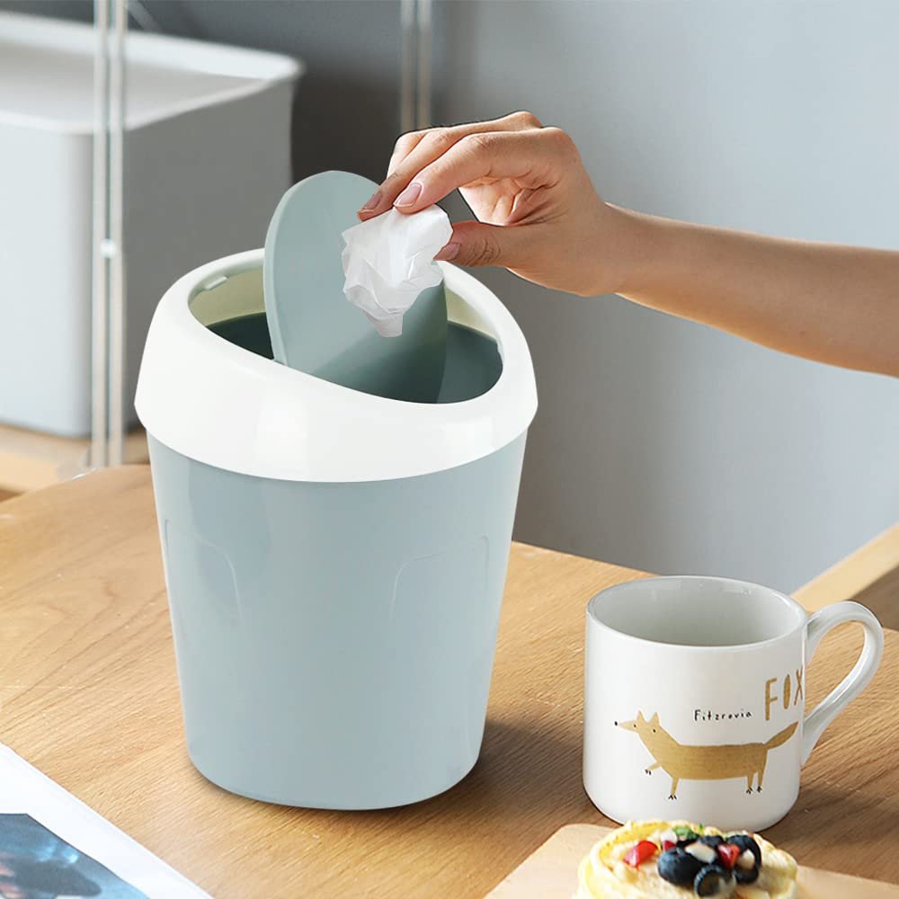 Small Trash Can with Swing Lid - Plastic Tabletop Waste Bin - Compact Bin for Office Kitchen Bathroom Student Home - V1258-DP02-BOL-439 Small Trash Can with Swing Lid - Plastic Tabletop Waste Bin - Compact Bin for Office Kitchen Bathroom Student Home - Image 4