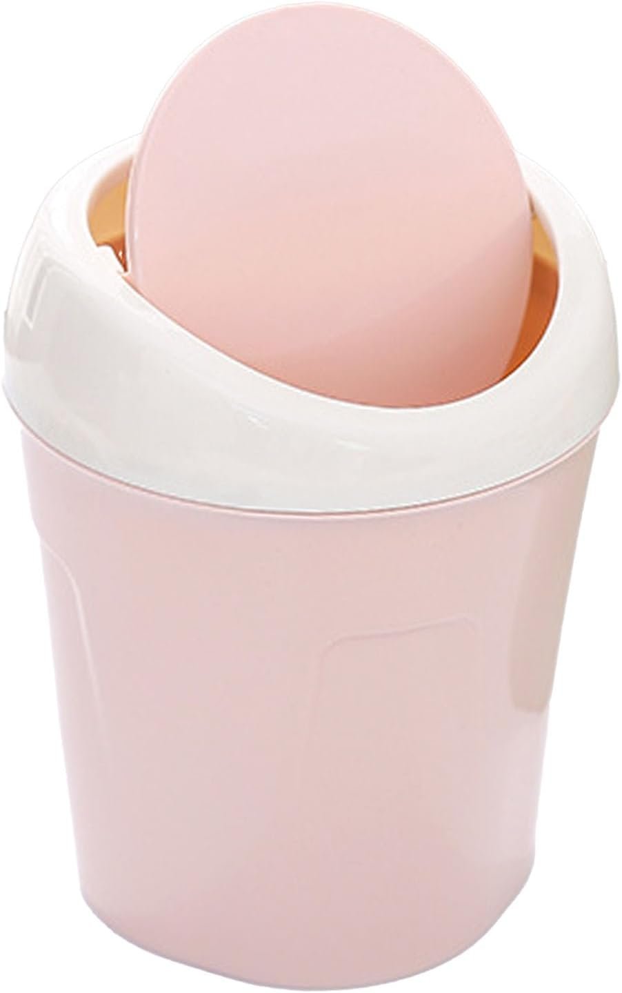 Small Trash Can with Swing Lid - Plastic Desktop Waste Bin for Office Kitchen Bathroom Student Accommodation - V1258-DP02-BOL-441 Small Trash Can with Swing Lid - Plastic Desktop Waste Bin for Office Kitchen Bathroom Student Accommodation