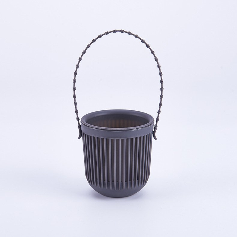 Ceramic Flower Pot - Indoor/Outdoor Use - Break Resistant - Black - 1 Piece - Wall-Mounted Planter