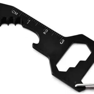 Multifunctional Can Opener Multitool - 1 Piece - Black - Includes Can Opener Hex Key Screwdriver & Ruler - Stainless Steel Pocket Tool for Daily Use