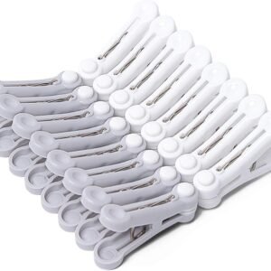 White and Grey Plastic Clothes Pegs - Multi-functional Small Clothespins for Clothing Bedding Socks Towels