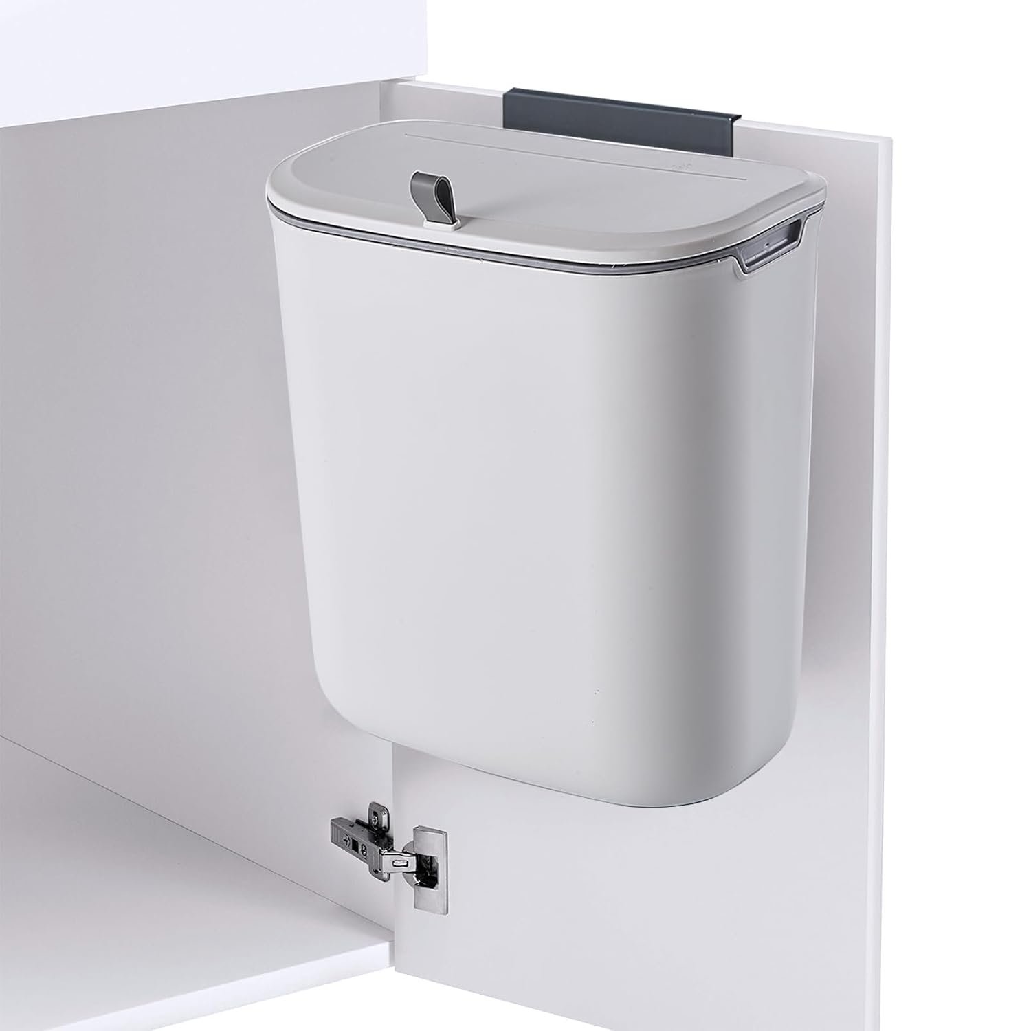 Compost Bin, 2.5 Gallon Hanging Trash Can with Lid, Kitchen Cabinet Door Under Sink Plastic Garbage Can Wall Mounted Slide Open, White - V1258-DP02-C-1264 Compost Bin, 2.5 Gallon Hanging Trash Can with Lid, Kitchen Cabinet Door Under Sink Plastic Garbage Can Wall Mounted Slide Open, White - Image 5